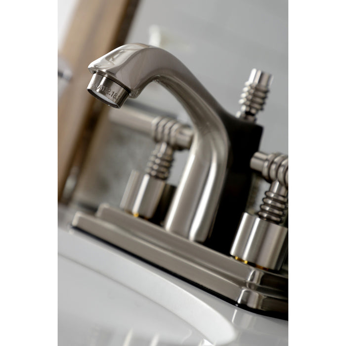 Milano KS8648ML Double-Handle 3-Hole Deck Mount 4-Inch Centerset Bathroom Faucet with Brass Pop-Up, Brushed Nickel