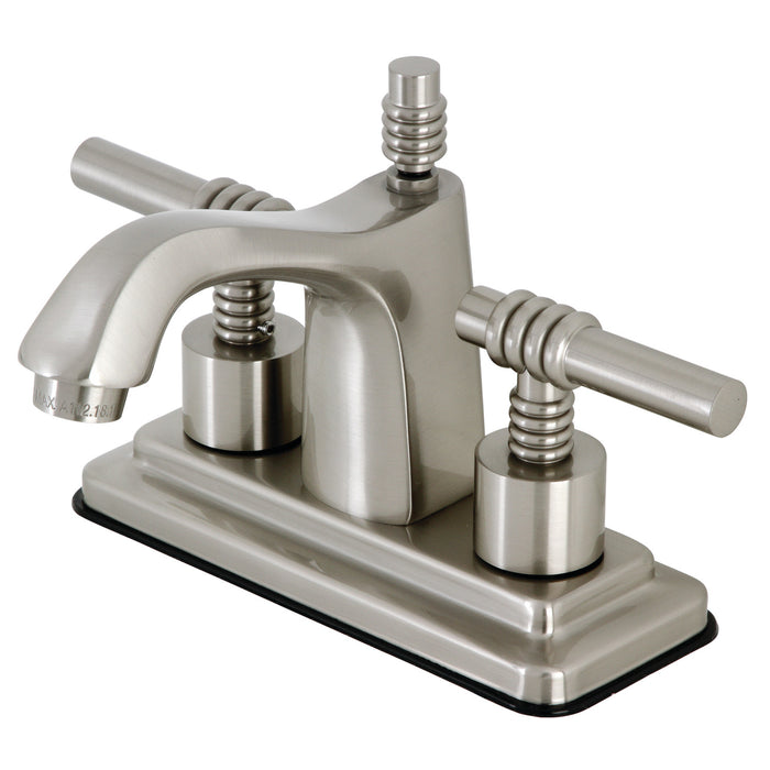 Milano KS8648ML Double-Handle 3-Hole Deck Mount 4-Inch Centerset Bathroom Faucet with Brass Pop-Up, Brushed Nickel