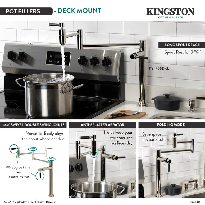 Kaiser KS8706DKL Two-Handle 1-Hole Deck Mount Pot Filler, Polished Nickel