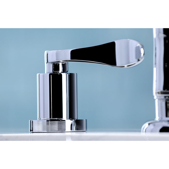 KS8721DFL Two-Handle 4-Hole Deck Mount Widespread Kitchen Faucet with Plastic Sprayer, Polished Chrome