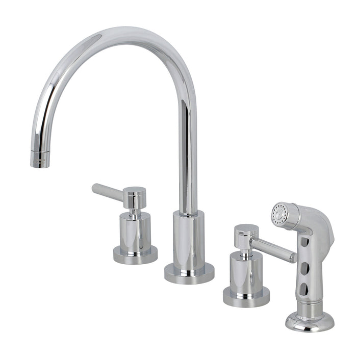 Concord KS8721DL Two-Handle 4-Hole Deck Mount Widespread Kitchen Faucet with Plastic Sprayer, Polished Chrome