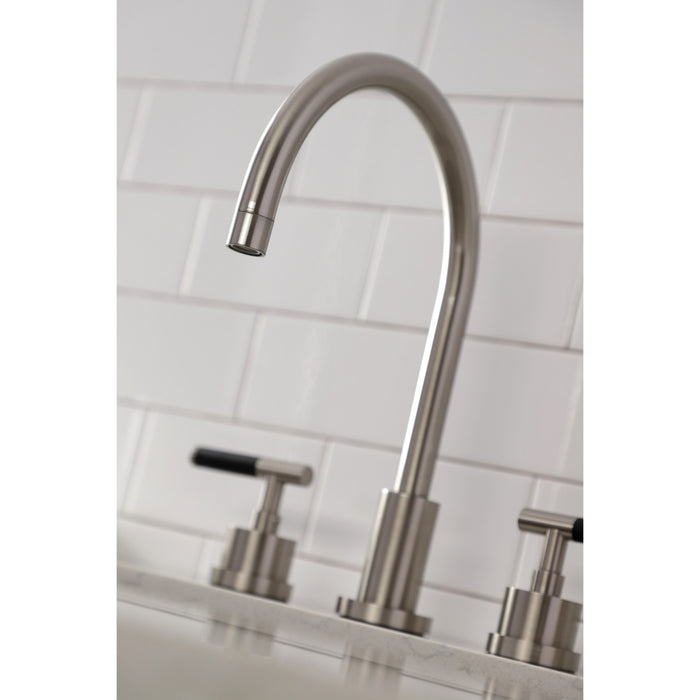 Kaiser KS8728CKL Widespread Kitchen Faucet with Side Sprayer, Brushed Nickel