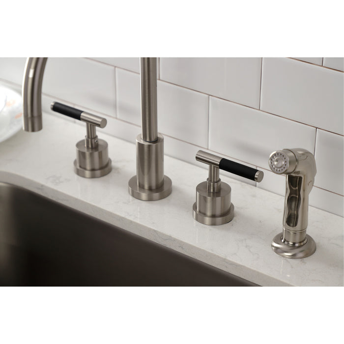 Kaiser KS8728CKL Widespread Kitchen Faucet with Side Sprayer, Brushed Nickel