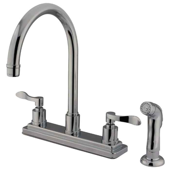 KS8791DFL Two-Handle 4-Hole 8" Centerset Kitchen Faucet with Side Sprayer, Polished Chrome