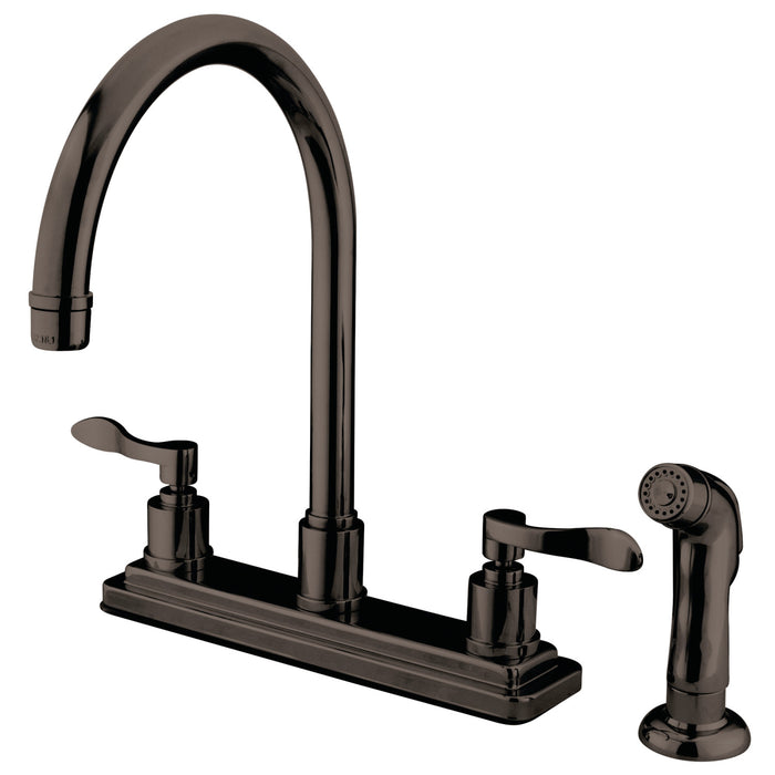 KS8795DFL Two-Handle 4-Hole 8" Centerset Kitchen Faucet with Side Sprayer, Oil Rubbed Bronze