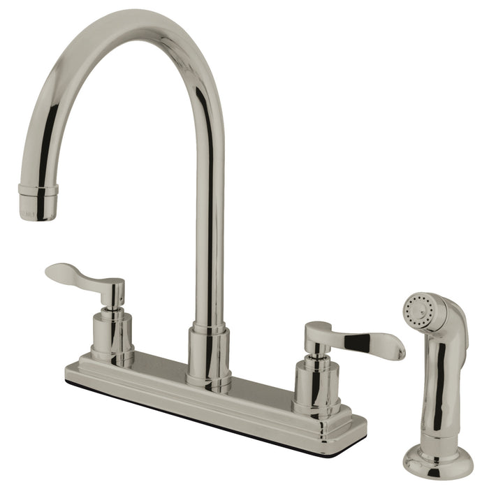 KS8798DFL Two-Handle 4-Hole 8" Centerset Kitchen Faucet with Side Sprayer, Brushed Nickel