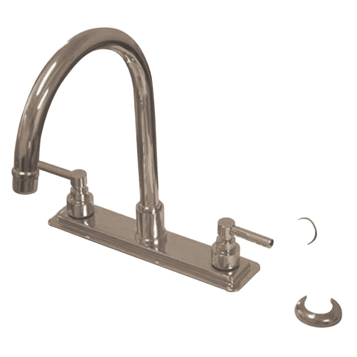 Elinvar KS8798EL Two-Handle 4-Hole 8" Centerset Kitchen Faucet with Side Sprayer, Brushed Nickel