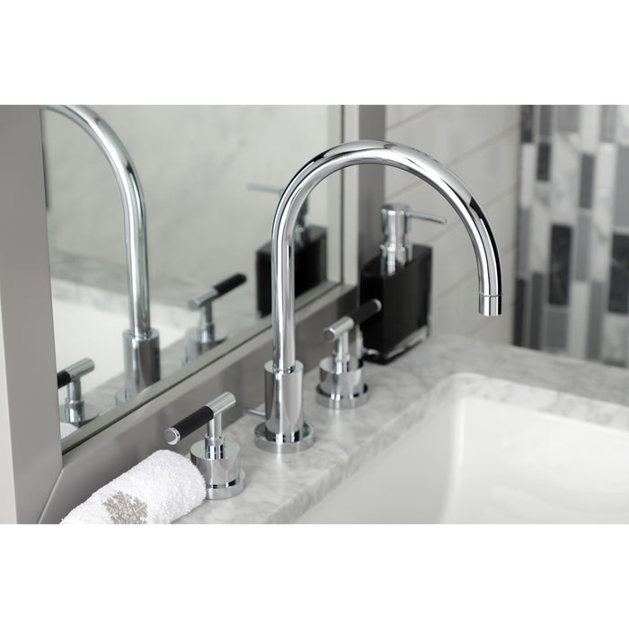 Kaiser KS8921CKL Two-Handle 3-Hole Deck Mount Widespread Bathroom Faucet with Brass Pop-Up Drain, Polished Chrome