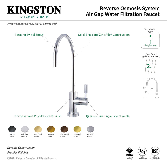 Concord KSAG8190DL Single-Handle 1-Hole Deck Mount Water Filtration Faucet, Matte Black