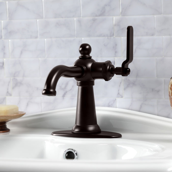 Knight KSD3545KL One-Handle 1-Hole Bathroom Faucet with Deck Plate and Push Pop-Up Drain, Oil Rubbed Bronze