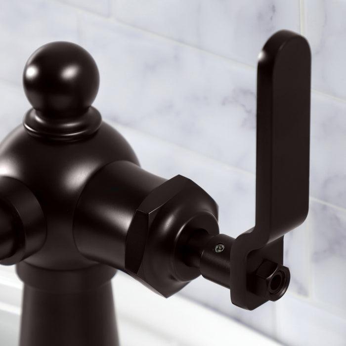 Knight KSD3545KL One-Handle 1-Hole Bathroom Faucet with Deck Plate and Push Pop-Up Drain, Oil Rubbed Bronze