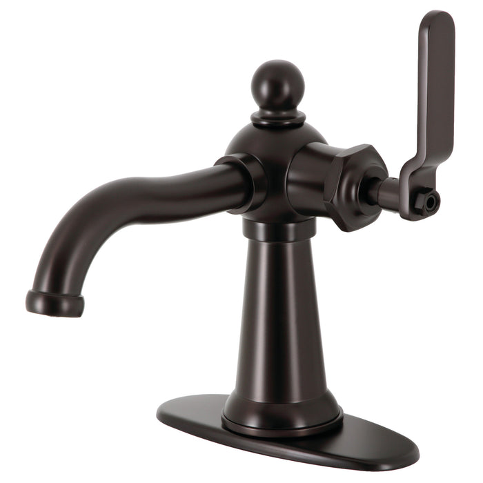 Knight KSD3545KL One-Handle 1-Hole Bathroom Faucet with Deck Plate and Push Pop-Up Drain, Oil Rubbed Bronze