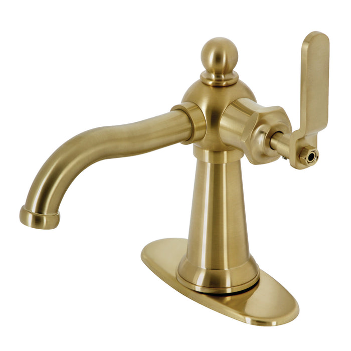 Knight KSD3547KL One-Handle 1-Hole Bathroom Faucet with Deck Plate and Push Pop-Up Drain, Brushed Brass