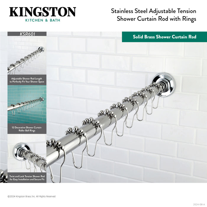 Edenscape KSR601 60-Inch to 72-Inch Adjustable Shower Curtain Rod with Rings Combo, Polished Chrome