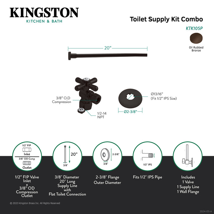 Trimscape KTK105P Toilet Supply Kit, 1/2-Inch IPS Inlet x 3/8-Inch Comp Outlet, Oil Rubbed Bronze