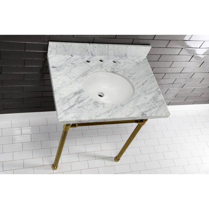 Templeton KVPB3022M38 Marble Vanity Sink Top, Carrara Marble