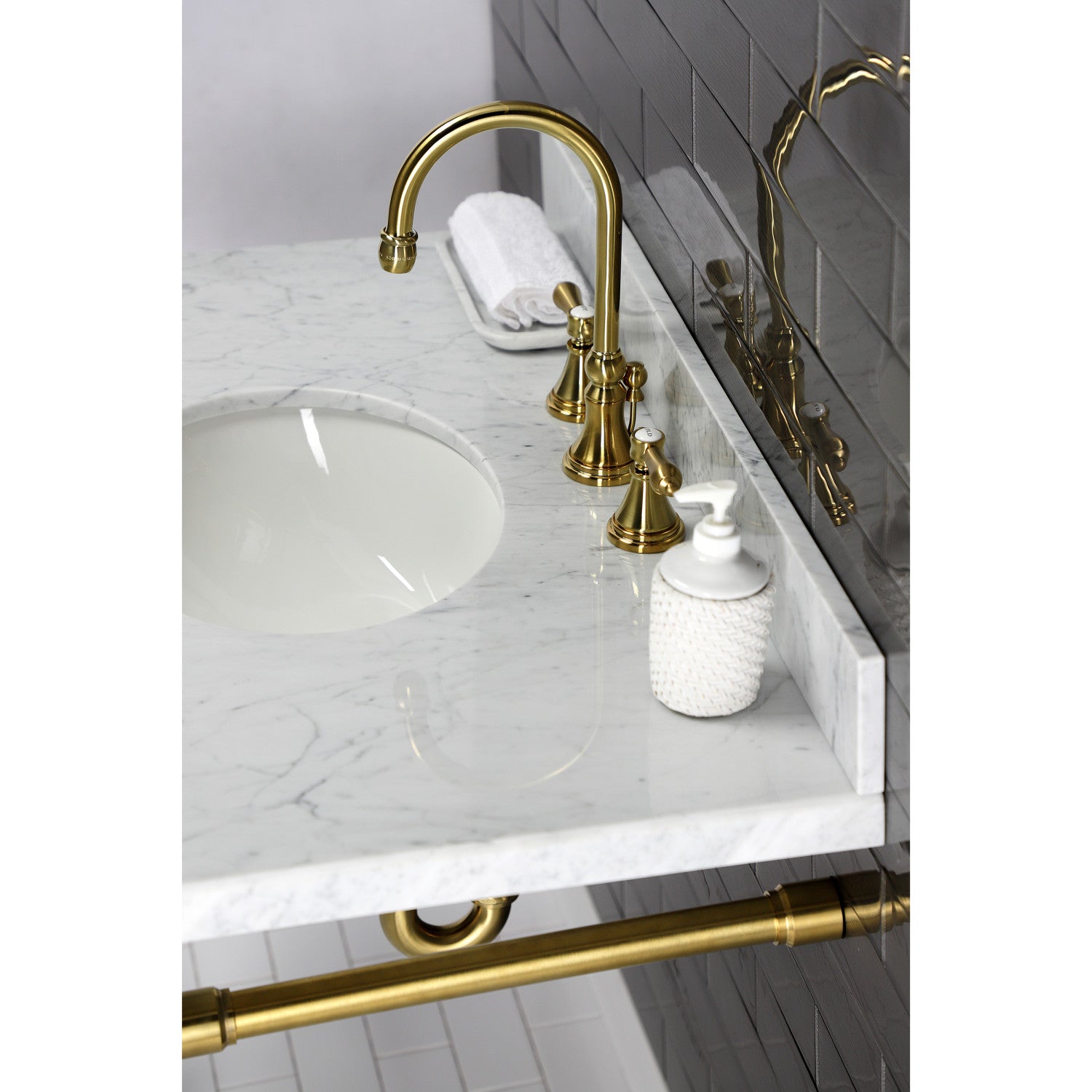 Templeton KVPB3622M38 Marble Vanity Sink Top, Carrara Marble