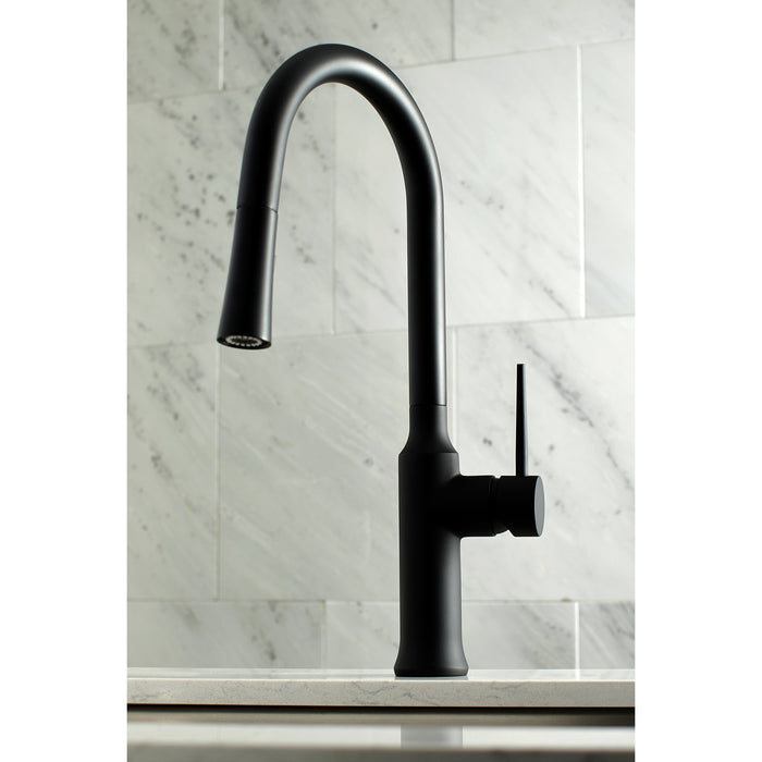 New York LS2720NYL Single-Handle Pull-Down Kitchen Faucet, Matte Black