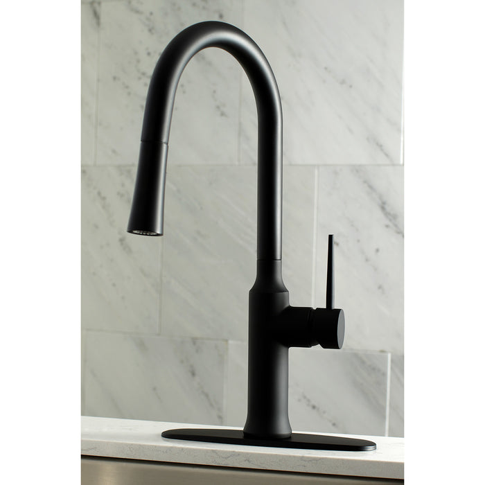 New York LS2720NYL Single-Handle Pull-Down Kitchen Faucet, Matte Black