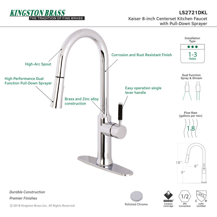 Kaiser LS2721DKL Single-Handle Pull-Down Kitchen Faucet, Polished Chrome