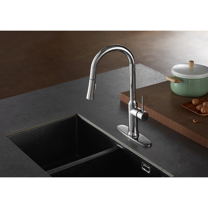 New York LS2721NYL Single-Handle Pull-Down Kitchen Faucet, Polished Chrome