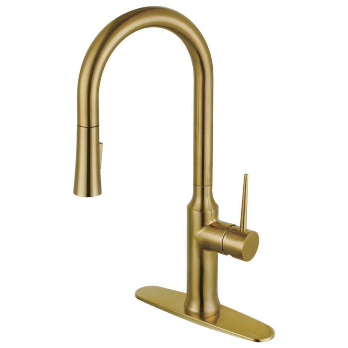 New York LS2723NYL Single-Handle Pull-Down Kitchen Faucet, Brushed Brass