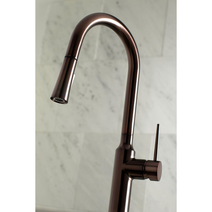 New York LS2725NYL Single-Handle Pull-Down Kitchen Faucet, Oil Rubbed Bronze