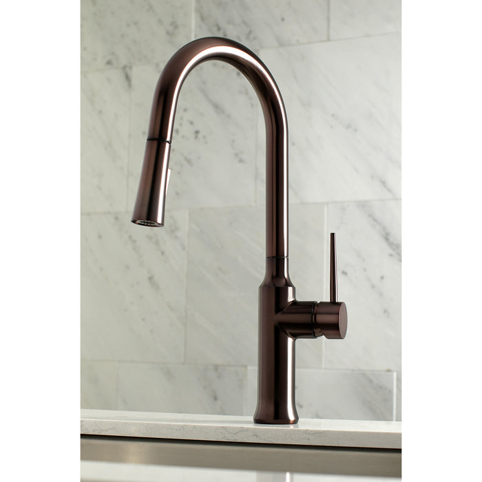 New York LS2725NYL Single-Handle Pull-Down Kitchen Faucet, Oil Rubbed Bronze