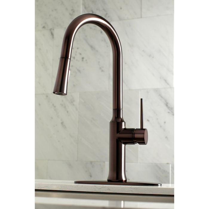 New York LS2725NYL Single-Handle Pull-Down Kitchen Faucet, Oil Rubbed Bronze