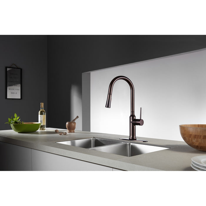 New York LS2725NYL Single-Handle Pull-Down Kitchen Faucet, Oil Rubbed Bronze