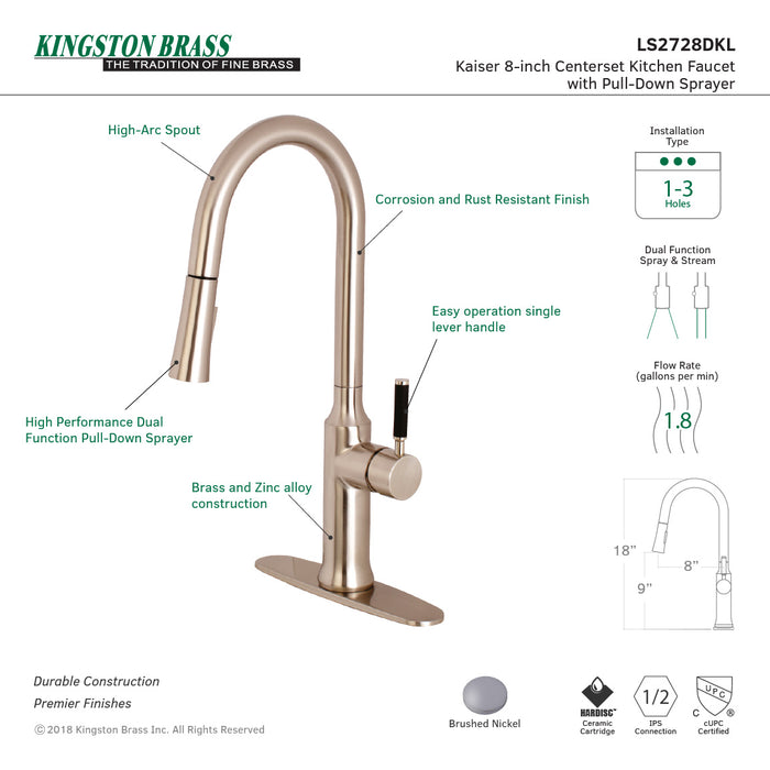 Kaiser LS2728DKL Single-Handle Pull-Down Kitchen Faucet, Brushed Nickel