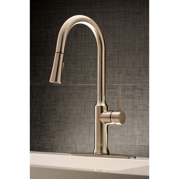 New York LS2728NYL Single-Handle Pull-Down Kitchen Faucet, Brushed Nickel