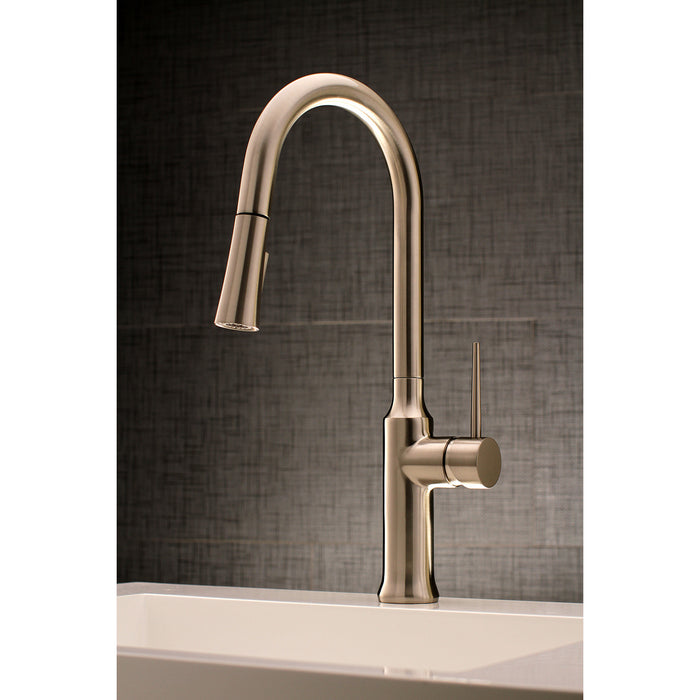 New York LS2728NYL Single-Handle Pull-Down Kitchen Faucet, Brushed Nickel