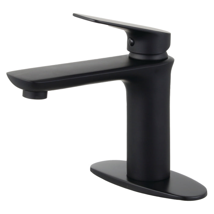 Frankfurt LS4200CXL One-Handle 1-Hole Bathroom Faucet with Deck Plate and Push Pop-Up Drain, Matte Black