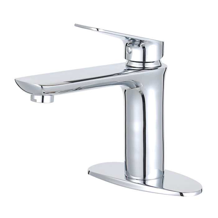 Frankfurt LS4201CXL One-Handle 1-Hole Bathroom Faucet with Deck Plate and Push Pop-Up Drain, Polished Chrome