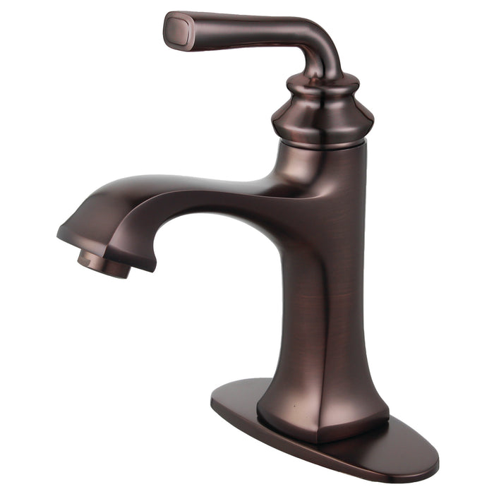 Restoration LS4425RXL One-Handle 1-Hole Bathroom Faucet with Deck Plate and Push Pop-Up Drain, Oil Rubbed Bronze