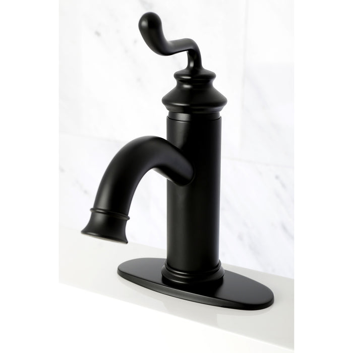 Royale LS5410RL Single-Handle 1-Hole Deck Mount Bathroom Faucet with Push Pop-Up, Matte Black