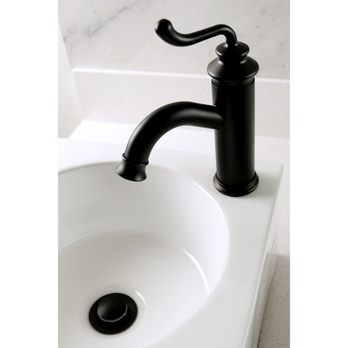 Royale LS5410RL Single-Handle 1-Hole Deck Mount Bathroom Faucet with Push Pop-Up, Matte Black