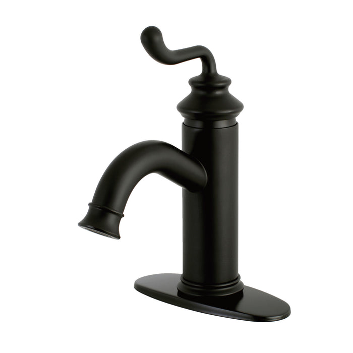 Royale LS5410RL Single-Handle 1-Hole Deck Mount Bathroom Faucet with Push Pop-Up, Matte Black