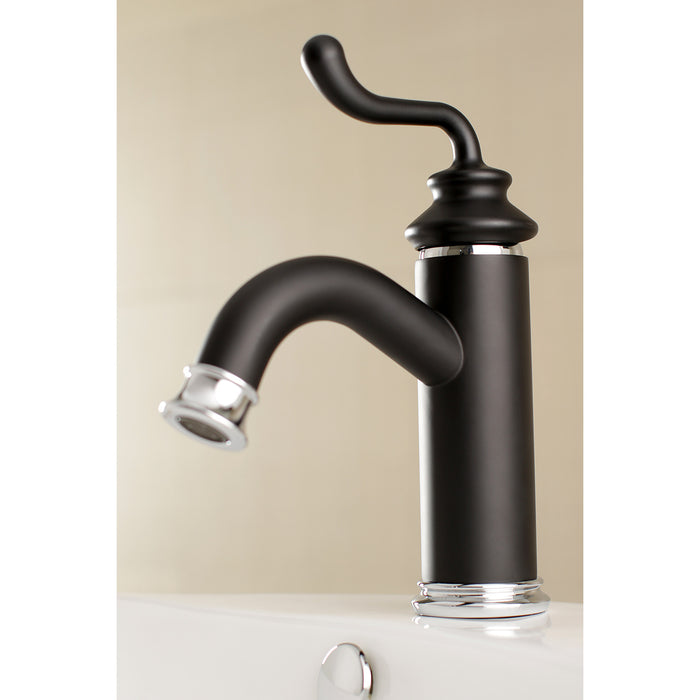 Royale LS5417RL One-Handle 1-Hole Bathroom Faucet with Deck Plate and Push Pop-Up Drain, Matte Black/Polished Chrome