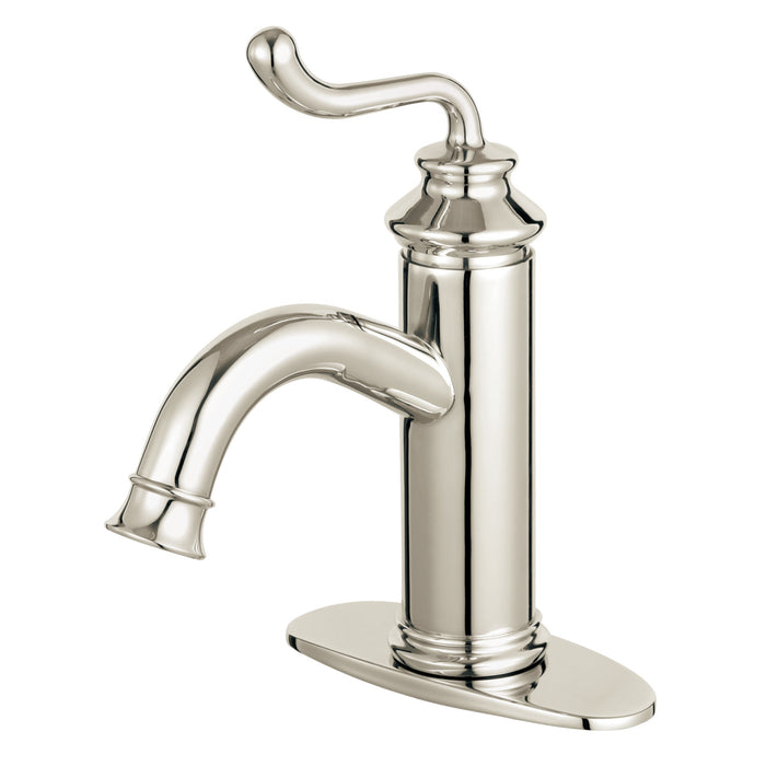 Royale LS541RLPN One-Handle 1-Hole Bathroom Faucet with Deck Plate and Push Pop-Up Drain, Polished Nickel