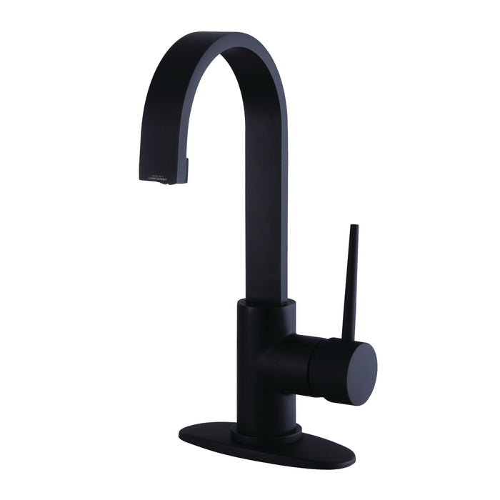 New York LS8210NYL Single-Handle 1-Hole Deck Mount Bathroom Faucet with Push Pop-Up, Matte Black