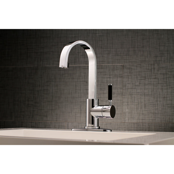 Kaiser LS8211DKL One-Handle 1-Hole Bathroom Faucet with Deck Plate and Push Pop-Up Drain, Polished Chrome