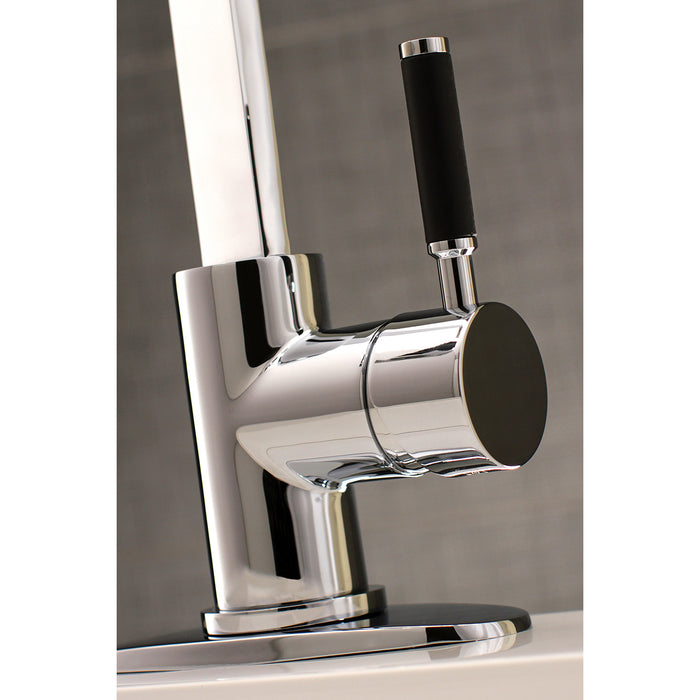 Kaiser LS8211DKL One-Handle 1-Hole Bathroom Faucet with Deck Plate and Push Pop-Up Drain, Polished Chrome