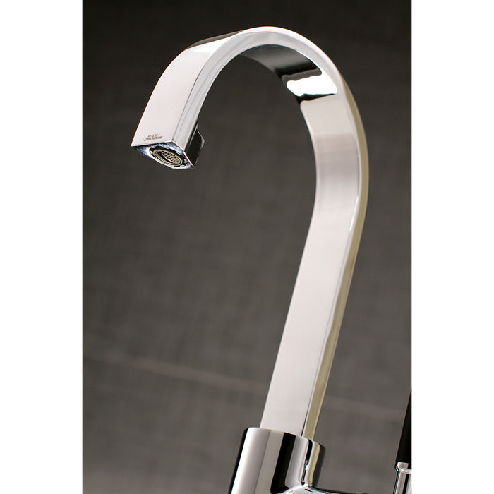 Kaiser LS8211DKL One-Handle 1-Hole Bathroom Faucet with Deck Plate and Push Pop-Up Drain, Polished Chrome