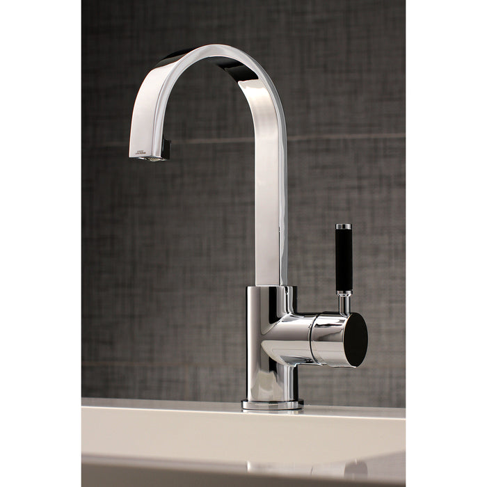 Kaiser LS8211DKL One-Handle 1-Hole Bathroom Faucet with Deck Plate and Push Pop-Up Drain, Polished Chrome