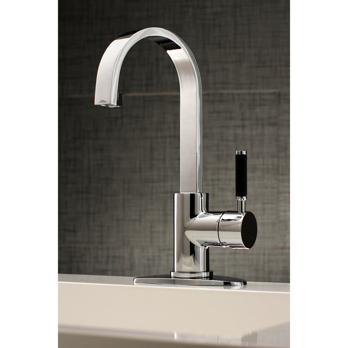 Kaiser LS8211DKL One-Handle 1-Hole Bathroom Faucet with Deck Plate and Push Pop-Up Drain, Polished Chrome