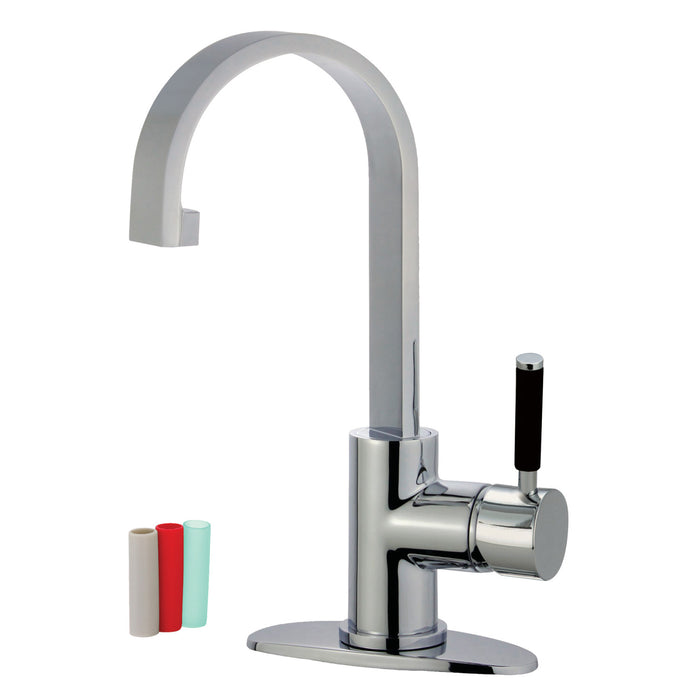 Kaiser LS8211DKL One-Handle 1-Hole Bathroom Faucet with Deck Plate and Push Pop-Up Drain, Polished Chrome