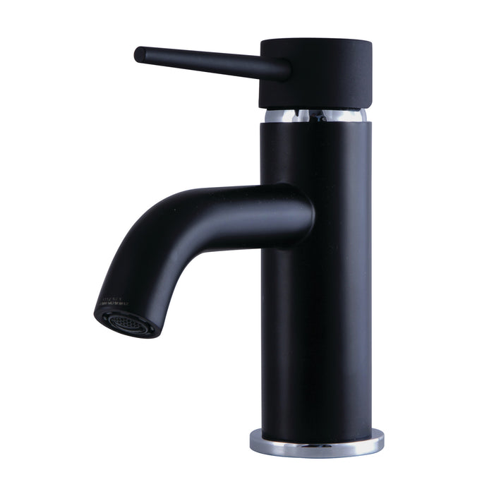 New York LS8227NYL One-Handle 1-Hole Bathroom Faucet with Push Pop-Up Drain, Matte Black/Polished Chrome