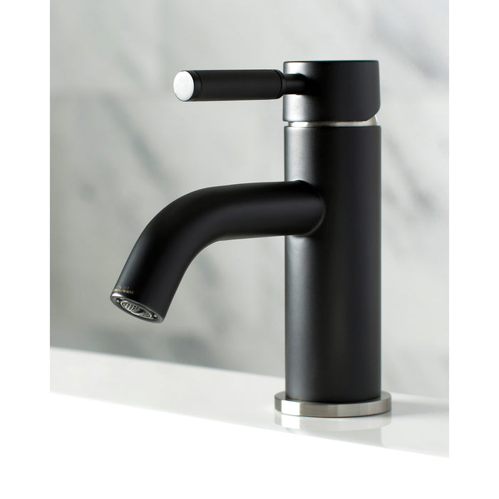 Kaiser LS8229DKL One-Handle 1-Hole Bathroom Faucet with Push Pop-Up Drain, Matte Black/Brushed Nickel